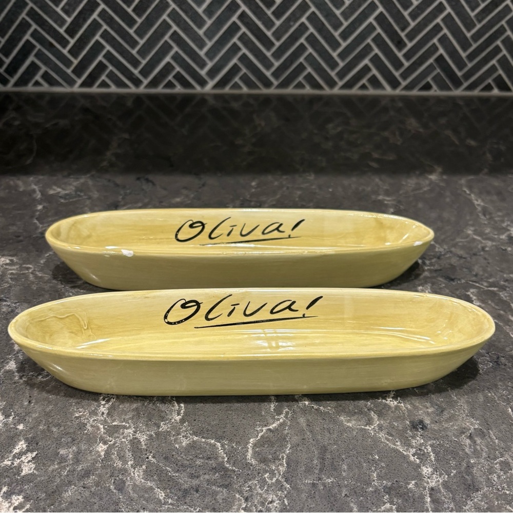 ❗️Crate & Barrel Italian Oliva Olive Turine Ceramic Serving Dishes